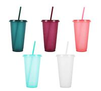 TSLBW Reusable Plastic Cup 5 Pcs Drinkware Tumblers Coloured Acrylic Cups Tumblers with Lids and Straws Plastic Bulk Iced Plastic Cold Water Tumblers Iced Coffee Cups Travel Mug Party Tumbler