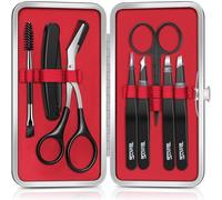 TsMADDTs Eyebrow Kit, 8 in 1 Eyebrow Trimmer Scissors, Tweezers for Women, Razor, Brush with Travel Bag, Tweezers Set for Women and Men, Professional Shaping Grooming Kit
