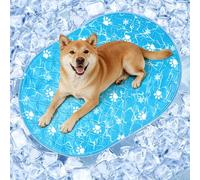 Tsmertor Dog Cooling Mat, 88x58cm, Non-Toxic Self-Cooling Gel Pad for Dogs and Cats, Leakproof Scratch-Resistant, Foldable Pet Cool Mat with Natural Rubber Non-Slip Base, Blue