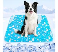 Tsmertor Dog Cooling Mat, Portable 70x50cm Pet Gel Self Cooling Pads Mat for Large Dogs, Waterproof&Scratch-Resistant, Non-Toxic Sleeping Bed for UK Pets