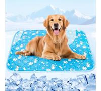 Tsmertor Dog Cooling Mat, Portable 90x60cm Pet Gel Self Cooling Pads Mat for Large Dogs, Waterproof&Scratch-Resistant, Non-Toxic Sleeping Bed for UK Pets
