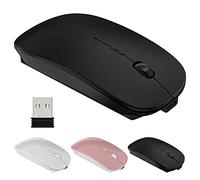 Tsmine Slim Rechargeable 2.4G Wireless Mouse Cordless Optical Mice with USB Nano Receiver(Stored Within the Back of the Mouse) for Notebook,PC,Laptop,Computer-Black