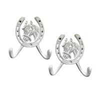 TSMORY 2Pcs Cast Iron Horseshoe Wall Hanger for Home Garden Decoration Decorative Hanging Hook for Indoor Outdoor Space Horse Head Decorative Hooks