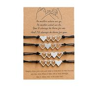 TSMORY 4-Piece Set Wax Line Hand-Woven Bracelets European and Creative Stainless Steel Heart-Shaped Braided Bracel Braided Bracelets for Women Best Friend