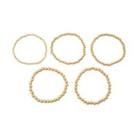 TSMORY 5-Piece Metallic Beaded Wristchains Fade-Resistant Alloy Jewelry Set for Formal/Casual Occasions Hypoallergenically Beaded Hand Chain