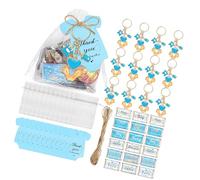 TSMORY 6/20Pieces Baby Feet Pendant Keychain Set with Bag Thank You Label Wrapping Sticker For Wedding Baby Showers