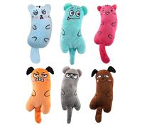TSMORY 6PCS Cats Plush Teether Toy for Teeth Health Crinkle Sound Interactive CatMint Teaser Toy for Indoor Play Entertainment Indoor Boredom Cats Fun Activity Toy