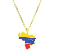 TSMORY Adjustable Chain Necklace Rustproof Steel Venezuela Map Necklace Silver/Gold Color Choker Ornament Hip Hop Decoration