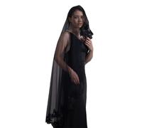 TSMORY Bridal Veil Bachelorette Party Decorations Bride To Be Bridal Shower Wedding Black Halloween Bride Floral Lace