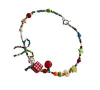 TSMORY Colorful Beaded Choker Necklace Fashionable Acrylic Butterfly Choker Necklace Adornment for Modern Women