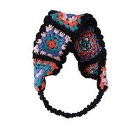 TSMORY Crochet Headband Hollow Kerchief with Stretchy Hair Rope Ethnic Flower Pattern Turban for Girls Photo Props