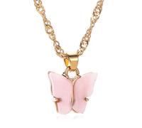 TSMORY Elegant Butterfly Acrylic Pendant Necklace Sweet Stylish Jewelry Accessory for Women Trendy Gifts Ideas Casual Wear