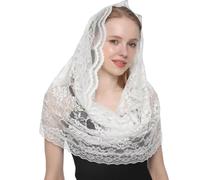 TSMORY Elegant Lace Mantilla Veil Catholic Headscarf Bride Veil Headscarf Vintage Flower Veil Wedding Accessory