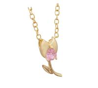 TSMORY Elegant Tulips Pendant Necklace Gold Crystals Floral Jewelry Statement Pieces for Women Romance Wedding Accessory