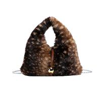 TSMORY Fashionable Plush Crossbody Bag for Ladies Elegant Commuters Purse Roomy Interior Practical Chain Handle Comfort Multi Functional Plush Shopper Bag