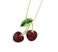 TSMORY Fruit Pendant Necklace Sweater Chain Necklace Fashion Accessory Artificial Crystal Texture Present for Fashion Women