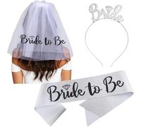 TSMORY Hen Party Bride To Be Headband Veil Sashes Accessory for Bride Hen Night Wedding Party Decorations