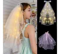 TSMORY Led Bridal Veil Light Up Wedding Veil Led Light Veil Wedding Veil Bridal Cathedrals Veil False Pearl Bead for