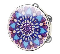 TSMORY Metal Bells Hand Held Percussion Drum with Ergonomic Handle Grip 8 Inch Single Row Tambourine Round Musical