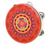 TSMORY Metal Bells Hand Held Percussion Drum with Ergonomic Handle Grip 8 Inch Single Row Tambourine Round Musical