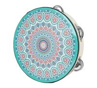 TSMORY Metal Bells Hand Held Percussion Drum with Ergonomic Handle Grip 8 Inch Single Row Tambourine Round Musical