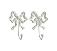 TSMORY Pack of 2 Practical Cast Iron Bows Shaped Hooks for Secure Hanging of Coat Hats Keys Decorative Hangers Entryway Hook