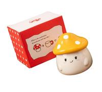 TSMORY Portable Ceramic Coffee Mug for Travel Home Use Mushroom Designs Drinking Cup with Cover for Women Gift Mushroom Mug Birthday Gifts Dustproofs Lid