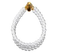 TSMORY Shimmering Triple Row Simulated Pearls Elastic Rhinestones Wristchain Handmade Crystal Accent Daily Wear Elegant Imitation Pearls Wristband for Women