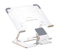 TSMORY Space Saving Aluminum Computer Stand with Adjustable Heights and Ventilated Base for Double Devices Organization Portable Foldable Laptop Stand