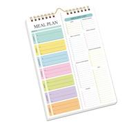 TSMORY Spirals Meal Planning Pad Notebook Featuring Detachable Shopping Lists and Wall Hanging Hook for Weekly Organization Diet Plan Notebook