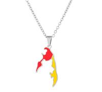 TSMORY Tamil Eelam Pendant Necklace Stainless Steel Geometric Map Charm Necklaces Neckwear Fashion Jewelry for Women and Men