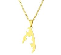 TSMORY Tamil Eelam Pendant Necklace Stainless Steel Geometric Map Charm Necklaces Neckwear Fashion Jewelry for Women and Men