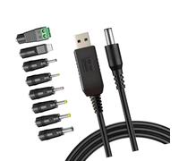 TSMORY USB to DC5.5mm 5V/9V/12V Step Up Power Supply Cord with 8 Tip for Routers Camera LED Strips Speakers Charging Use Universals Device Adapter