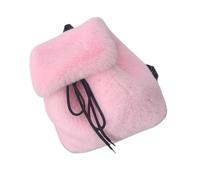 TSMORY Women's Elegant Plush Furry Backpack Solid Color Fuzzy Drawstring Small Shoulder Bag with Flap Covers for Winter Comfort