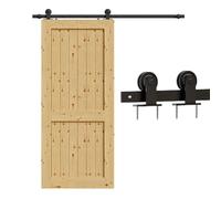 TSMST 200CM/6.6FT Sliding Door Track Kit Sliding Barn Wood Doors Rail T Mount Hangers Black for Single Door