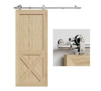 TSMST 200CM Sliding Barn Door Hardware Kit Track Roller Closet Accessory for Single Door Stainless Steel Kit