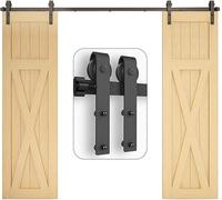 TSMST 274CM/9FT Sliding Barn Door Hardware Kit Track Roller Closet Accessory for Double Door