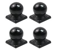 Tsnamay 4Pcs Black Fence Post Caps with Top Ball,Post Caps Ball Dome Deck Post Caps with Screws for Actual 3.15"x3.15"/80mm Metal Posts