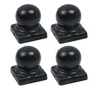 Tsnamay 4Pcs Black Fence Post Caps with Top Ball,Post Caps Ball Dome Deck Post Caps with Screws for Actual 1.97"x1.97"/50mm Metal Posts
