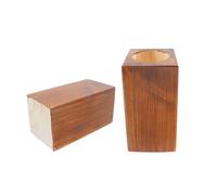 Tsnamay Retro Red Cuboid Pine Wooden Round Holes Risers, Heavy Duty Wood Riser Enhancer Fit Inner Hole 1.97" Increase Height 3.94" for Coffee Tables, TV Stands and Bookshelves Legs 4Pcs