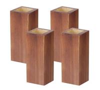 Tsnamay Retro Red Cuboid Pine Wooden Square Holes Risers, Heavy Duty Wood Riser Enhancer Fit Inner Hole 1.97" Increase Height 5.91" for Dining Bench Legs, Chest of Drawers and Plant Pots 4Pcs