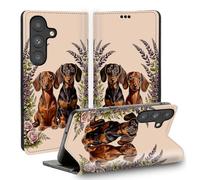 TSNJTBDL Case for Galaxy S26 Plus Wallet Case with Card Holder, RFID Blocking Full Coverage PU Leather Shockproof Cover, Phone Case for Samsung Galaxy S26 Plus 6.7" - Dachshund Dog Rose
