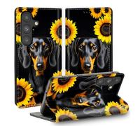 TSNJTBDL Case for Galaxy S26 Plus Wallet Case with Card Holder, RFID Blocking Full Coverage PU Leather Shockproof Cover, Phone Case for Samsung Galaxy S26 Plus 6.7" - Dachshund Dog Sunflower