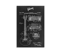 TSNKNP Guitar Black Blueprint Poster Decorative Painting Canvas Wall Art Living Room Poster Bedroom Painting Wall Art Picture Print Modern Family Room Decor 12 x 18 Inches (30 x 45 cm)