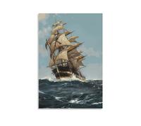 TSNKNP Tall Ship Sailing Poster Decorative Painting Canvas Wall Art Living Room Poster Bedroom Painting Wall Art Picture Print Modern Family Room Decor 12 x 18 Inches (30 x 45 cm)