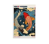 TSNKNP Yayoi Kusama Koi Fish And Flowing Dots Poster Decorative Painting Canvas Wall Art Living Room Poster Bedroom Painting Wall Art Picture Print Modern Family Room Decor 12 x 18 Inches (30 x 45 cm)