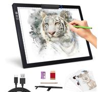 TSOCOS Rechargeable A4 Light Pad - Stepless Dimmable 6 Levels Brightness Tracing Light Box, Diamond Painting Light Board with Top Clip, Battery Powered Portable Light Pad for Weeding Vinyl Tracing