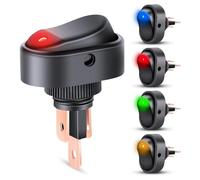 TsoLay 12V Illuminated on Off Toggle Switch 3Pin SPST Oval Shaped Switch Red Yellow Blue Green for Car Truck RV Motorcycles Marine Boats