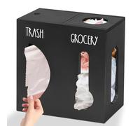 TsoLay 2 in 1 Grocery Bag Holder Trash Bag Dispenser, Wood Garbage Bag Holder Wall Mount,for Plastic Bags B