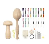 TsoLay 2 Pcs Darning Supplies Kit Darning Egg Wood Mushroom Needle Thread Kit for Socks Darning Mushroom Wooden Darning Supplies with Eye Needles Sewing